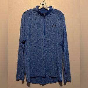 Men’s Under Armour Blue and White Heathered Half Zip Pullover